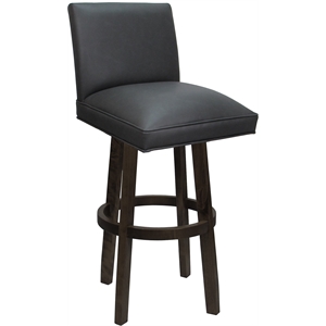 Swivel Wood Bar Stool Sommerville 30&quot Seat - Gray Vinyl - Dark Walnut