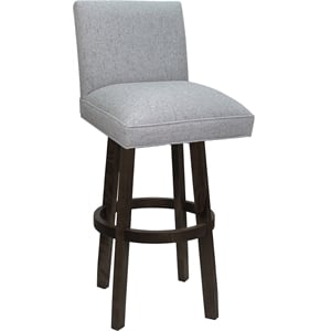 Swivel Wood Bar Stool Sommerville 30&quot Seat - Hemsath Slate Fabric - Dark Walnut