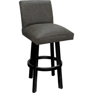 Swivel Wood Bar Stool Sommerville 30&quot Seat - NW Elk Charcoal Fabric - Black Base