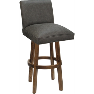 Swivel Wood Bar Stool Sommerville 30&quot Seat - NW Elk Charcoal Fabric - Moca Base