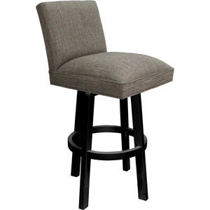 Swivel Wood Bar Stool Sommerville 30&quot Seat - Plumley Cocoa Fabric - Black Base