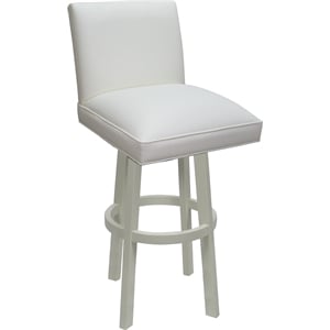 Swivel Wood Bar Stool Sommerville 30&quot Seat - White Vinyl - White Base