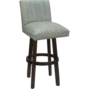 Swivel Wood Bar Stool Sommerville 30&quot Seat - Aquatint Teal Fabric - Dark Walnut