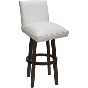 Swivel Wood Extra Tall Stool Sommerville 34&quot Seat - White Vinyl - Dark Walnut