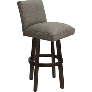 Swivel Wood Extra Tall Stool Sommerville 34&quot -Plumley Cocoa Fabric - Dark Walnut