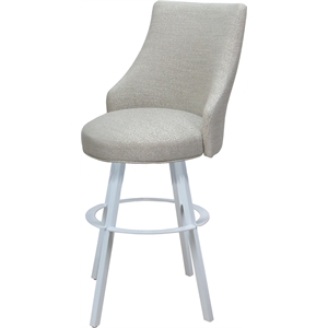 Extra Tall Stool Swivel Metal 34&quot Seat - Melisima Plus WB - Stone Fabric - White