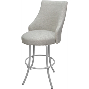Extra Tall Stool Swivel Metal 34&quot Seat - Melisima Plus NB - Stone Fabric - White