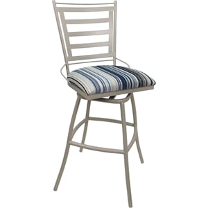 Outdoor Indoor Counter Bar Stool 26&quot - Jenna Armless - Blue Fabric - Beige