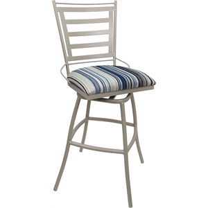 Outdoor Indoor Extra Tall Bar Stool 34&quot Seat Jenna Armless - Blue Fabric - Beige