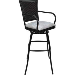 Outdoor Indoor Swivel Bar Stool 30&quot Seat - Erin - Ultra Hide Stone Vinyl - Black