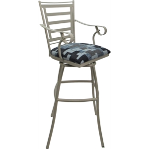 Aluminum Outdoor Indoor Extra Tall Stool 34&quot - Jenna Arms - Flint Fabric - Beige