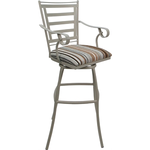 Aluminum Outdoor Indoor Extra Tall Stool34&quot-Jenna Arms-Drift Nutmeg Fabric-Beige