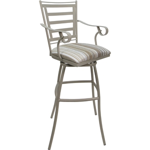 Aluminum Outdoor Indoor Extra Tall Stool 34&quot-Jenna Arms-Drift White Fabric-Beige