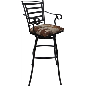 Aluminum Outdoor Indoor Extra Tall Stool 34&quot Jenna Arms-Craft Terra Fabric-Black