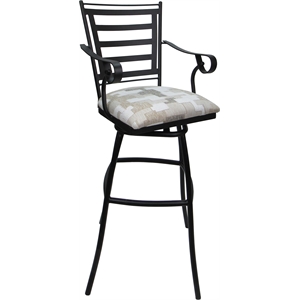 Aluminum Outdoor Indoor Extra Tall Stool 34&quot-Jenna Arms-Craft White Fabric-Black