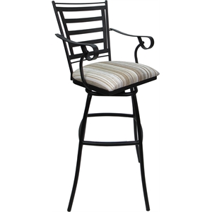 Aluminum Outdoor Indoor Extra Tall Stool 34&quot-Jenna Arms-Drift White Fabric-Black