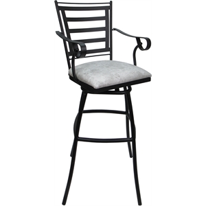 Aluminum Outdoor Indoor Extra Tall Stool 34&quot-Jenna Arms-UH Wh Stone Vinyl-Black