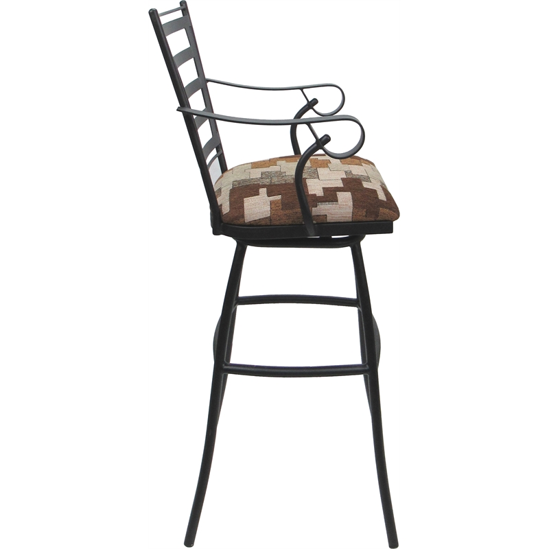 Aluminum Outdoor Indoor Extra Tall Stool - Jenna Arms - Terracotta Fabric - Gray