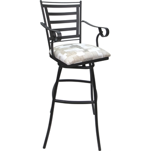 Aluminum Outdoor Indoor Extra Tall Stool 34&quot-Jenna Arms-Craft White Fabric-Gray