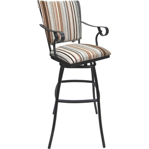 Aluminum Outdoor Indoor Counter Stool 26&quot-Jenna PB/Arms-Drift Nutmeg Fabric-Gray