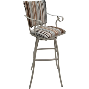 Aluminum Outdoor Indoor Bar Stool 30&quot Seat Jenna PB Arms - Nutmeg Fabric - Beige