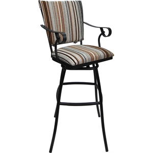 Aluminum Outdoor Indoor Extra Tall Stool 34&quot-Jenna PB/Arms-Drift Nutmeg-Black