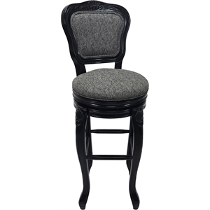 Extra Tall Swivel Wood Stool 34&quot Seat - Oriental - Diamond Fabric - Black