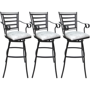 Set of 3 Outdoor Indoor Bar Stool 30&quot - Jenna Arms - UHW Stone Vinyl - Gray