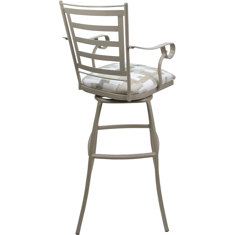 Set of 3 Outdoor Indoor Extra Tall Stool - Jenna Arms - White Fabric - Beige