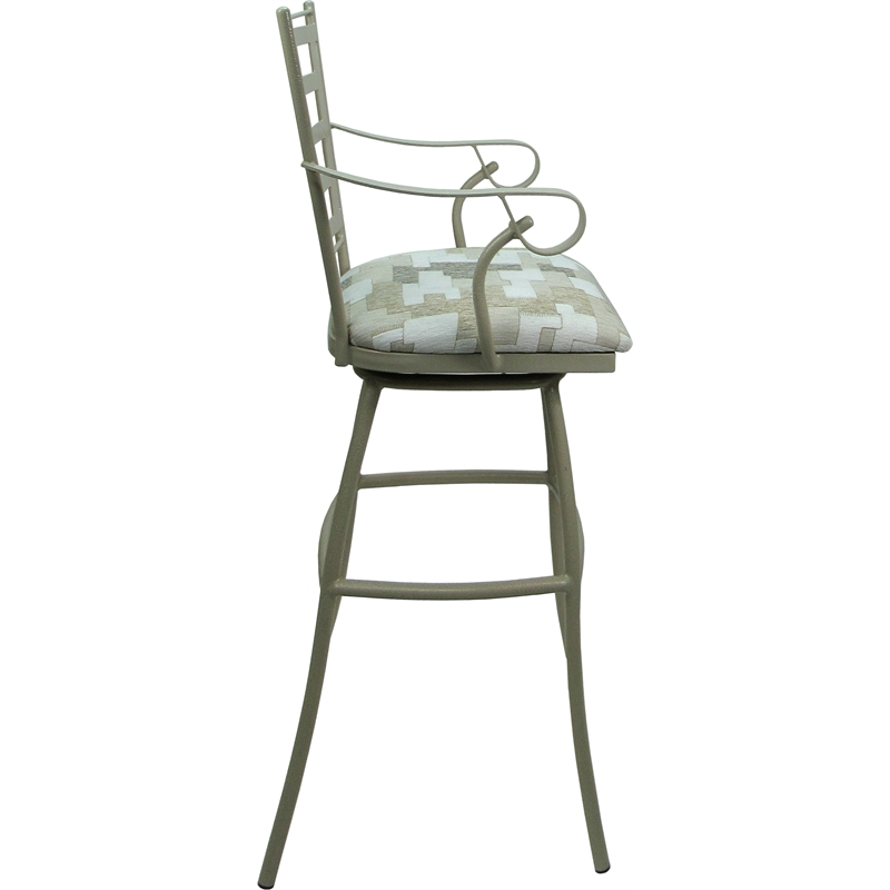 Set of 3 Outdoor Indoor Extra Tall Stool - Jenna Arms - White Fabric - Beige