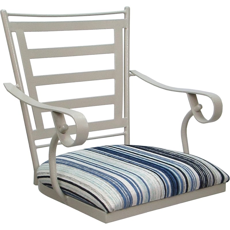 Set of 3 Outdoor Indoor Extra Tall Stool - Jenna Arms - DW Blue Fabric - Beige