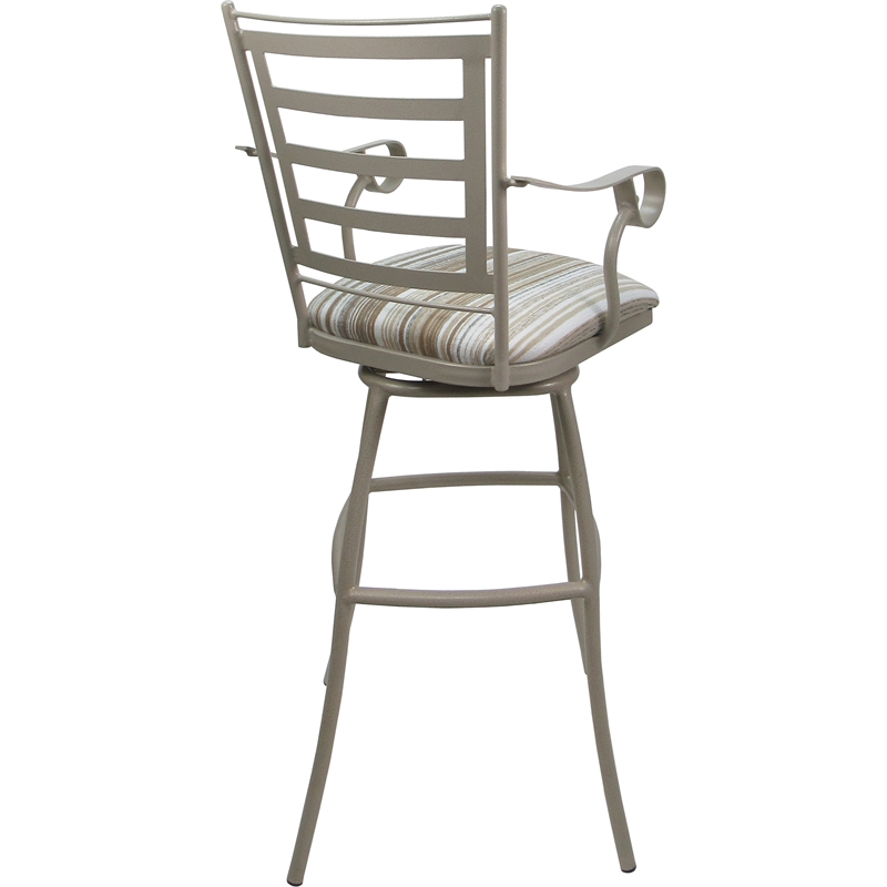 Set of 3 Outdoor Indoor Extra Tall Stool - Jenna Arms - DW White Fabric -Beige