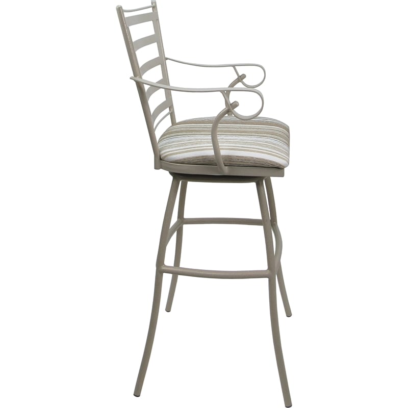 Set of 3 Outdoor Indoor Extra Tall Stool - Jenna Arms - DW White Fabric -Beige
