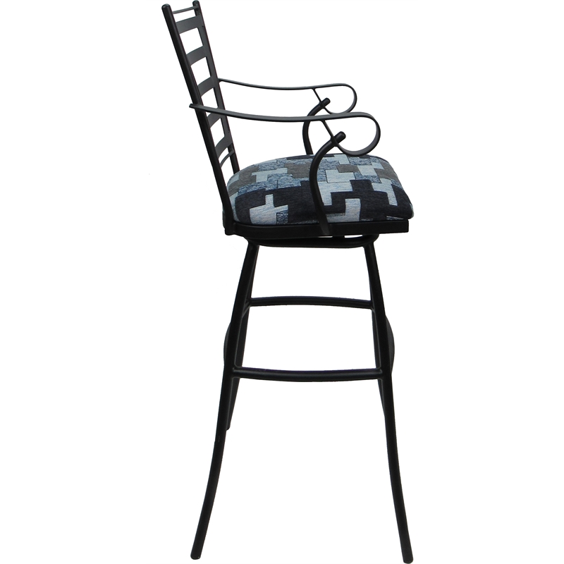 Set of 3 Outdoor Indoor Extra Tall Stool - Jenna Arms - Flint Fabric - Black