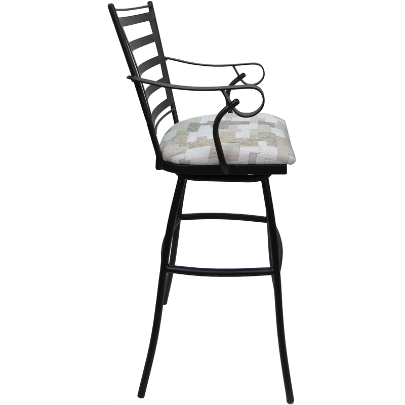 Set of 3 Outdoor Indoor Extra Tall Stool - Jenna Arms - White Fabric - Black