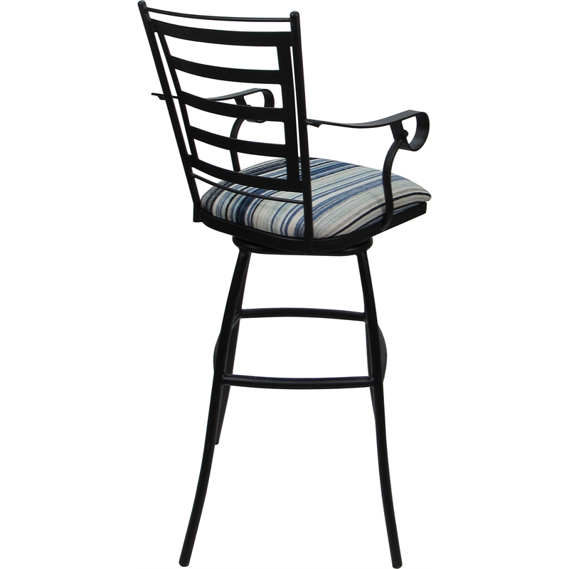 Set of 3 Outdoor Indoor Extra Tall Stool - Jenna Arms - DW Blue Fabric - Black