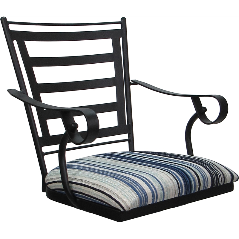 Set of 3 Outdoor Indoor Extra Tall Stool - Jenna Arms - DW Blue Fabric - Black