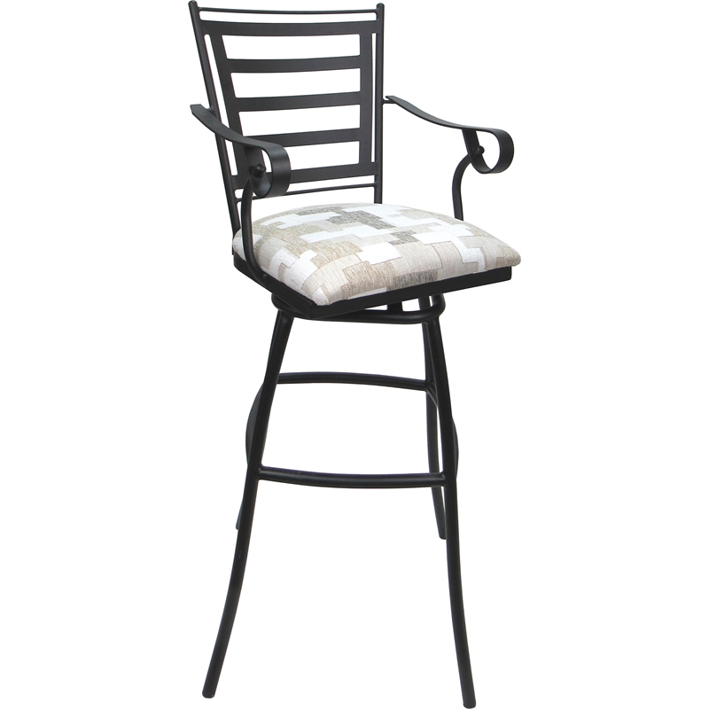 Set of 3 Outdoor Indoor Extra Tall Stool - Jenna Arms - White Fabric - Gray