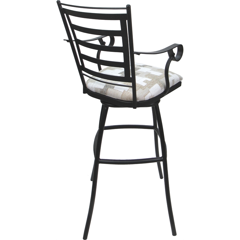 Set of 3 Outdoor Indoor Extra Tall Stool - Jenna Arms - White Fabric - Gray
