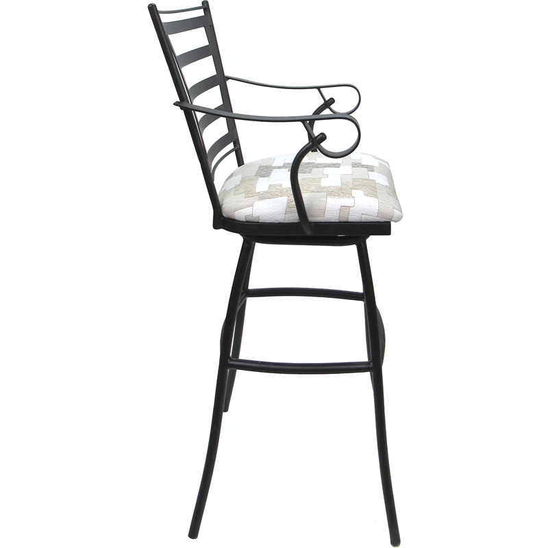 Set of 3 Outdoor Indoor Extra Tall Stool - Jenna Arms - White Fabric - Gray