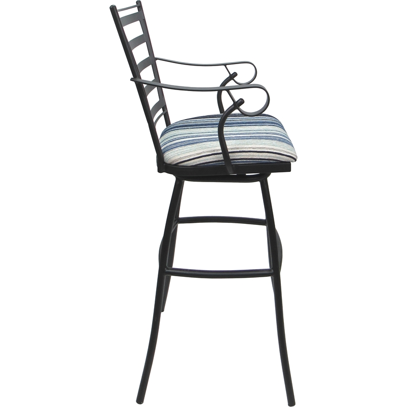 Set of 3 Outdoor Indoor Extra Tall Stool - Jenna Arms - DW Blue Fabric - Gray