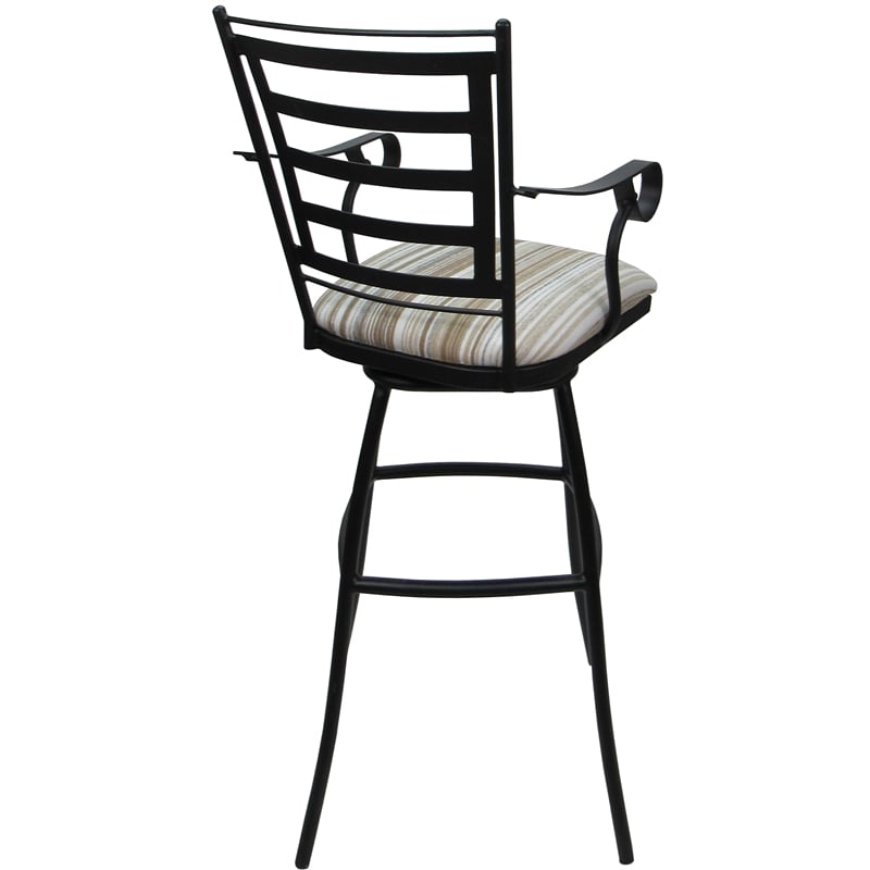 Set of 3 Outdoor Indoor Extra Tall Stool - Jenna Arms - DW White Fabric - Black