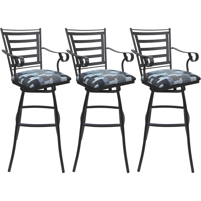 Set of 3 Outdoor Indoor Extra Tall Stool - Jenna Arms - Craftsman Flint - Gray