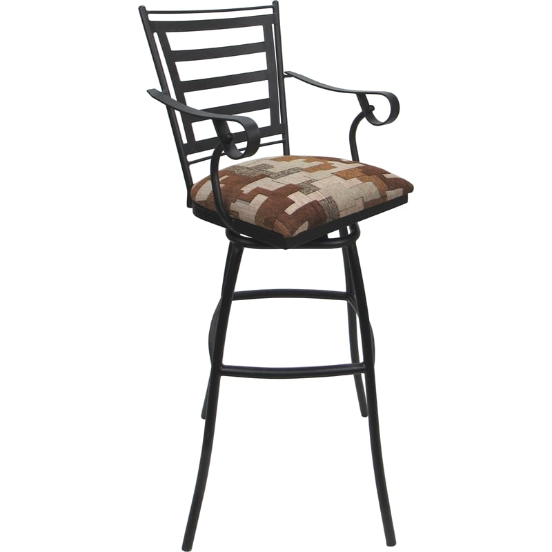 Set of 3 Outdoor Indoor Extra Tall Stool - Jenna Arms - Terracotta Fabric - Gray