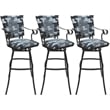 Set of 3 Outdoor Indoor Counter Stools - Jenna PB Arms - Flint Fabric - Gray