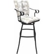 Set of 3 Outdoor Indoor Counter Stools - Jenna PB Arms - White Fabric - Gray