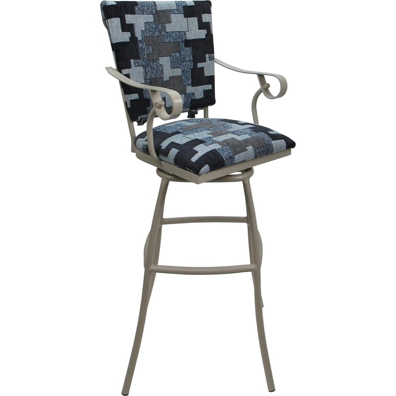 Set of 3 Outdoor Indoor Extra Tall Stools - Jenna PB Arms - Flint Fabric - Beige