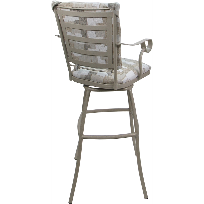 Set of 3 Outdoor Indoor Extra Tall Stools - Jenna PB Arms - White Fabric - Beige