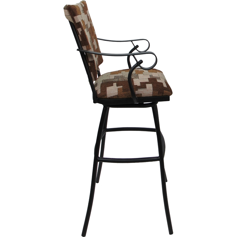 Set of 3 Outdoor Indoor Extra Tall Stool - Jenna PB - Terracotta Fabric - Black