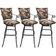 Set of 3 Outdoor Indoor Extra Tall Stool Jenna PB Arms - Terracotta Fabric -Gray